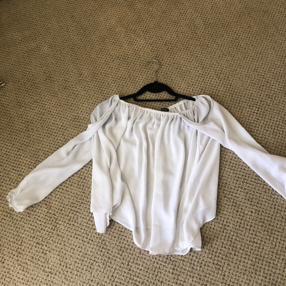 White cold shoulder blouse